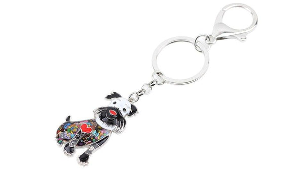 Charms Schnauzer Dog Animal Enamel Key Chains Keyrings for Women & Men - SolaceConnect.com