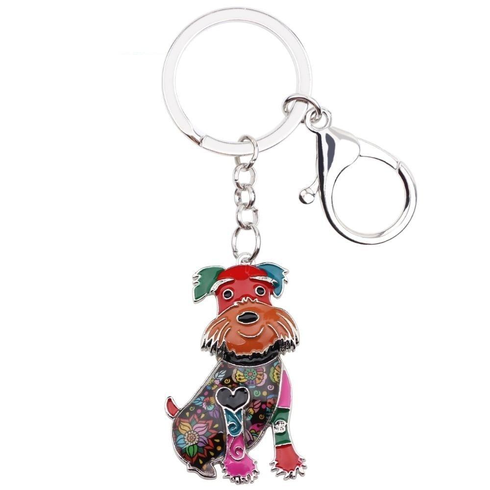 Charms Schnauzer Dog Animal Enamel Key Chains Keyrings for Women & Men  -  GeraldBlack.com