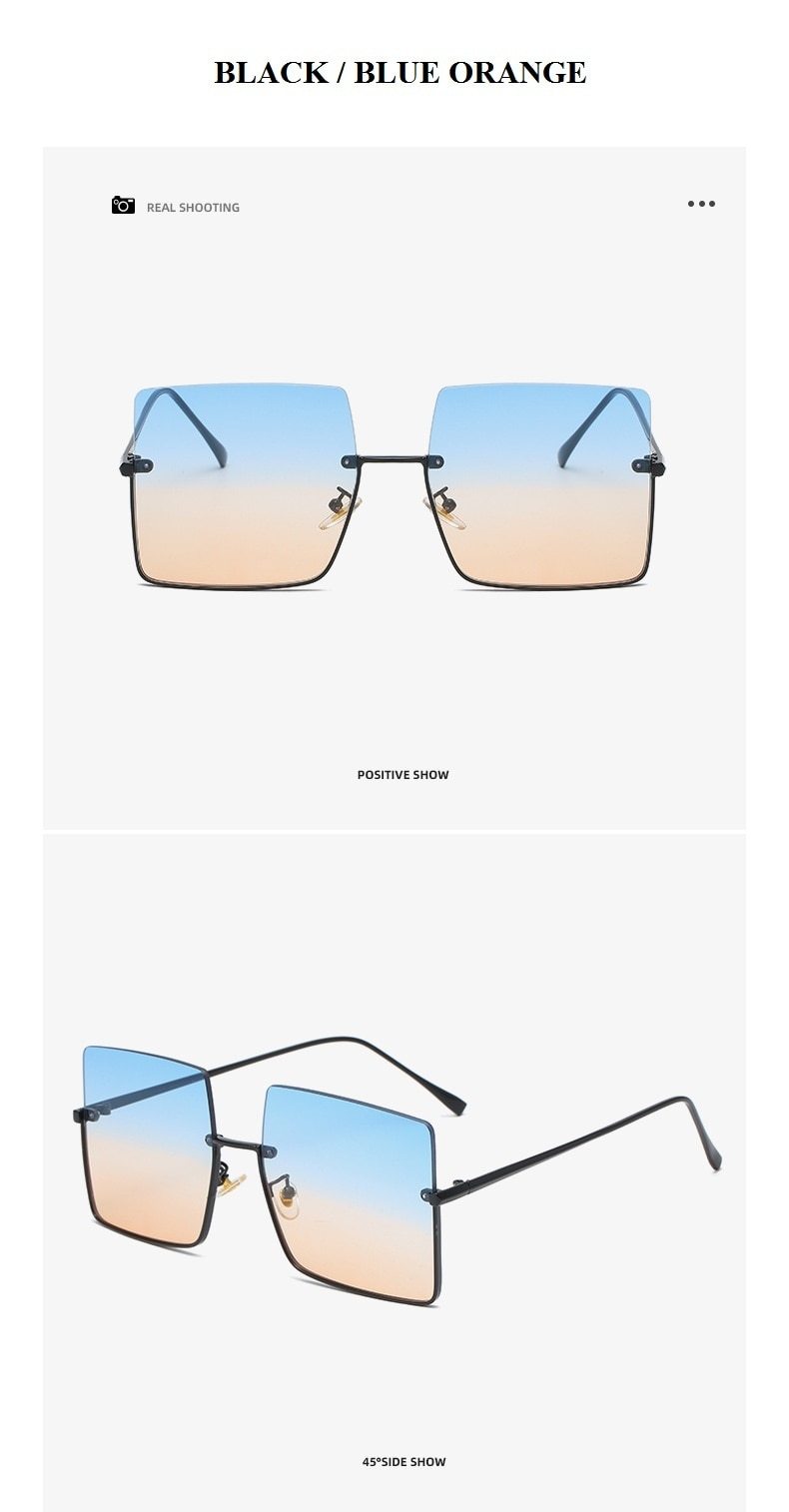 Chic 90s Style Women's Luxury Square Alloy Frame Gradient Sunglasses - SolaceConnect.com