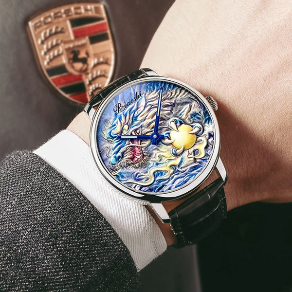 China Dragon Automatic Man Mechanical Wristwatches 44mm Luxury Limited Edition Clock 3D Dial Sapphire Glass  -  GeraldBlack.com