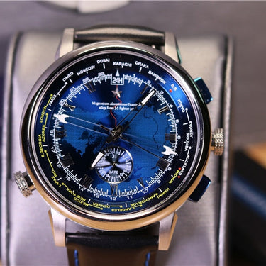 Chinese Air Force Watch Men Pilot Automatic Mechanical Military 45mm Multiple Time Zone 5ATM  -  GeraldBlack.com