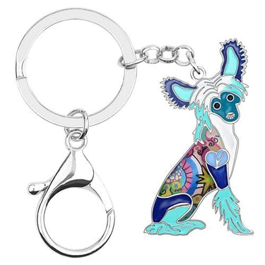 Chinese Crested Dog Animal Alloy Enamel Key Chains Jewelry for Women  -  GeraldBlack.com