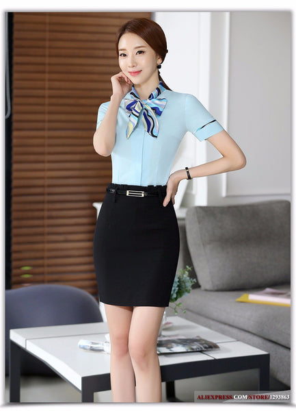 Chinese Spring Fashion Female Office Short Sleeve Ruffle Bowtie Blouse - SolaceConnect.com