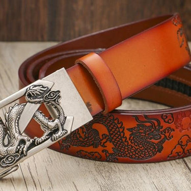 Chinese Style Genuine Leather Embossed Fashion Designer Belts for Men - SolaceConnect.com