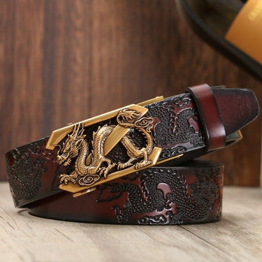 Chinese Style Genuine Leather Embossed Fashion Designer Belts for Men  -  GeraldBlack.com