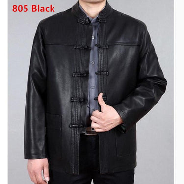 Chinese Style Men's Leather Coat Clothing Loose Embroidery Coats XXXL Tang Suit Chinoiserie Jackets Outerwear  -  GeraldBlack.com