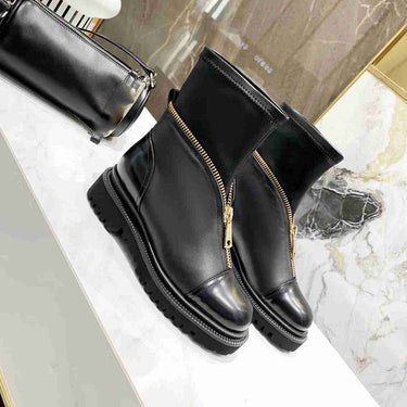 Chunky Heel Chelsea Boots Women Zipper Ladies Black Shoes Slip On Ankle Boots Round Toe Botines Mujer Platform Chaussures Femme  -  GeraldBlack.com