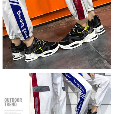 Chunky Style Women's Casual Leather Platform Sneakers with Thick Sole - SolaceConnect.com