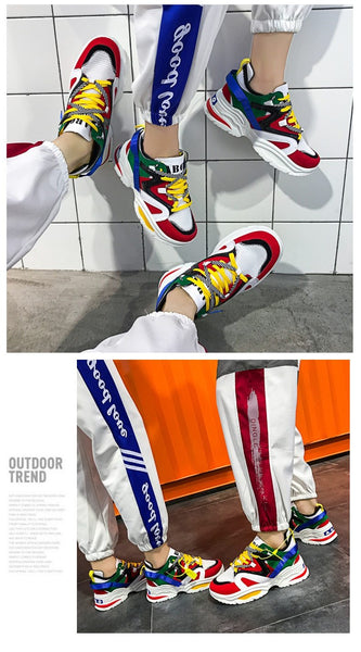 Chunky Style Women's Casual Leather Platform Sneakers with Thick Sole - SolaceConnect.com