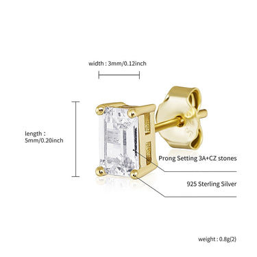 Classic 2-4mm Baguette Stud Iced Out Cubic Zirconia Earrings for Women  -  GeraldBlack.com