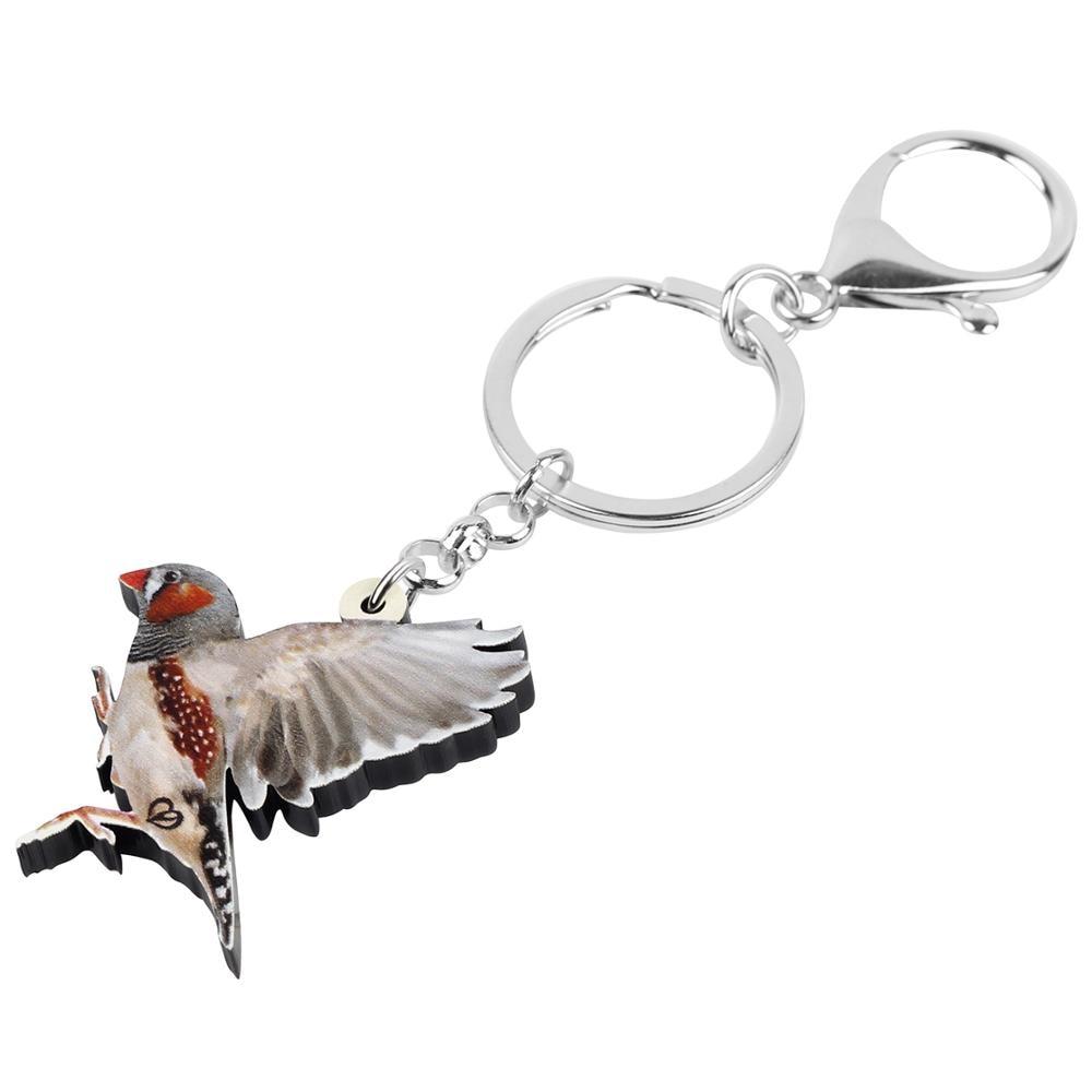 Classic Acrylic Flying Grass Finch Bird Animal Big Long Keychains Jewelry - SolaceConnect.com