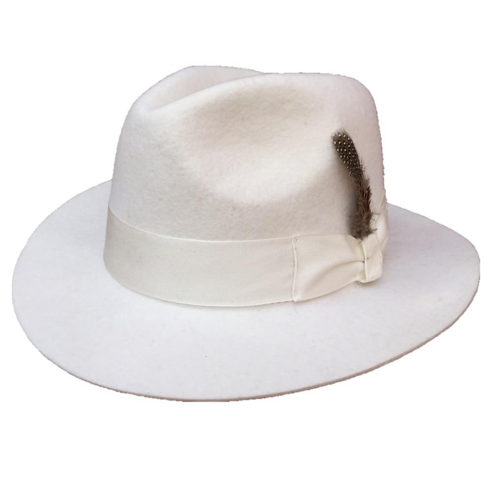 Classic American Style White Men’s Wool Felt Unisex Godfather Fedora Hat  -  GeraldBlack.com