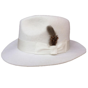 Classic American Style White Men’s Wool Felt Unisex Godfather Fedora Hat - SolaceConnect.com