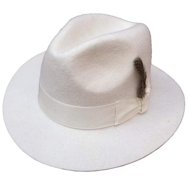 Classic American Style White Men’s Wool Felt Unisex Godfather Fedora Hat - SolaceConnect.com