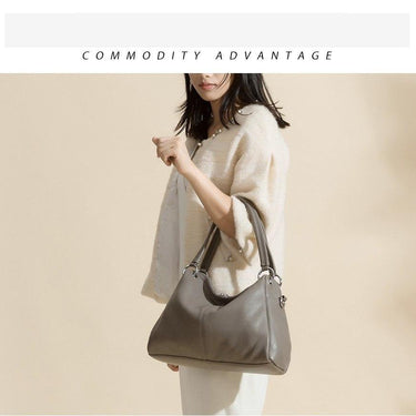 Classic Black 100% Real Cow Leather Soft Skin Women's Shoulder Bag - SolaceConnect.com