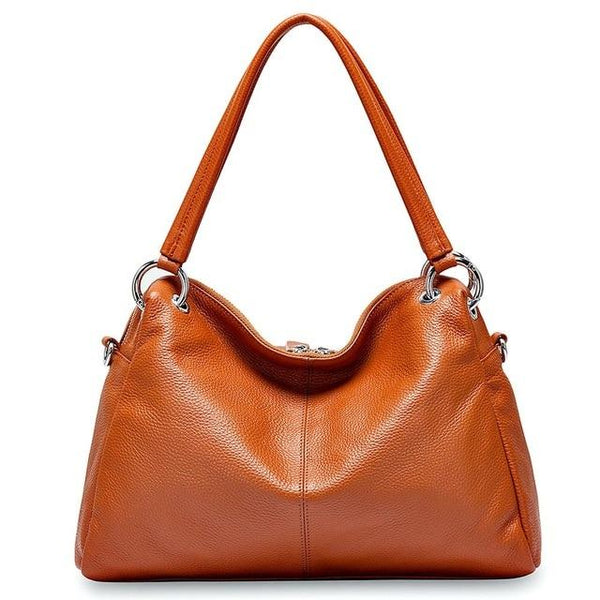 Classic Black 100% Real Cow Leather Soft Skin Women's Shoulder Bag - SolaceConnect.com