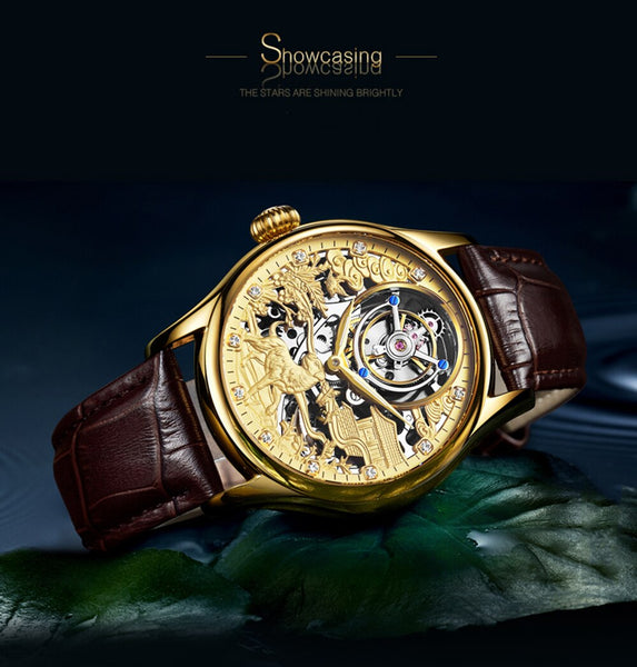 Classic Casual Fashion Real Skeleton Tourbillon Movement Men's Watch - SolaceConnect.com