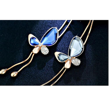 Classic Crystal Butterfly Tassel Fashion Jewelry Long Necklace for Women - SolaceConnect.com