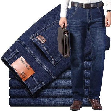 Classic Fashion Men's Cotton Denim Elastic Straight Business Jeans Trousers  -  GeraldBlack.com