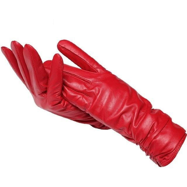 Classic Fashion Women's Solid Genuine Sheepskin Leather Pleated Gloves  -  GeraldBlack.com