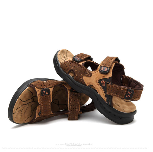 Classic Genuine Leather Nylon Handmade Retro Sewing Men's Summer Shoes  -  GeraldBlack.com