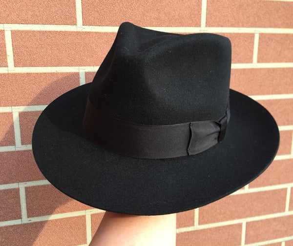 Classic Godfather Gangster Men's XL Black Hat Wool Fedora on Clearance  -  GeraldBlack.com