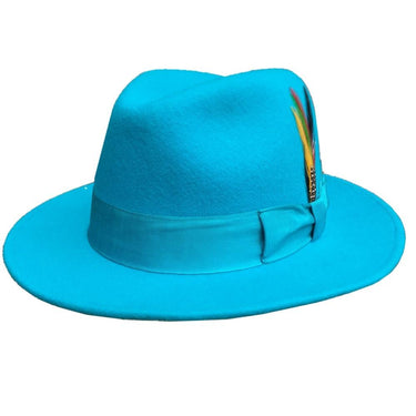 Classic Light Blue Wool Felt Fur Godfather Fedora Hat in Italian Design  -  GeraldBlack.com