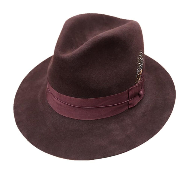 Classic Luxury Angora Wool Fedora Hat with Black Grey and Brown Colors  -  GeraldBlack.com