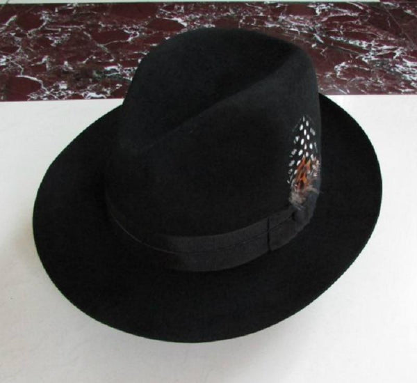Classic Luxury Angora Wool Fedora Hat with Black Grey and Brown Colors - SolaceConnect.com