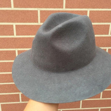 Classic Men's Wool Felt Gangster Mobster Fedora Hat with Wide Brim - SolaceConnect.com