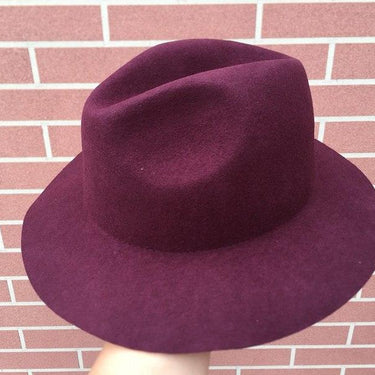 Classic Men's Wool Felt Gangster Mobster Fedora Hat with Wide Brim - SolaceConnect.com