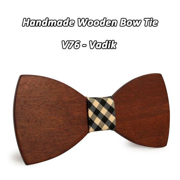 Classic Novelty Adjustable Satin Wooden Bowtie Necktie for Wedding Party - SolaceConnect.com