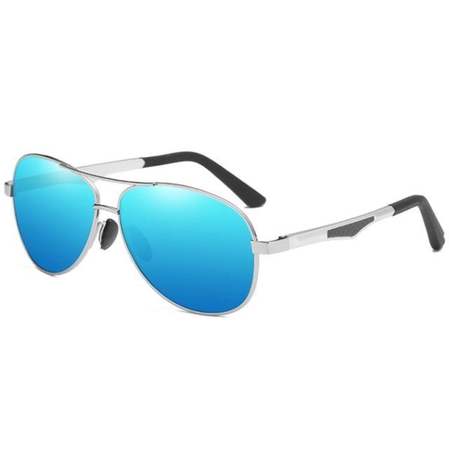 Classic Pilot Men's Aluminum Leg Frame UV400 Polarized Mirror Sunglasses - SolaceConnect.com