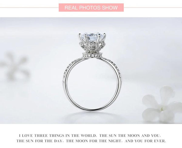 Classic Solid Sterling Silver CZ Ziron Engagement Wedding Ring for Women - SolaceConnect.com