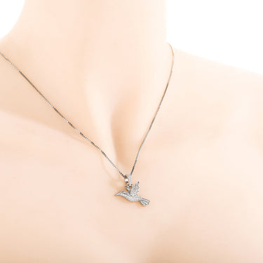 Classic Sterling Silver Zircon Box Chain Bird Pendant Necklace for Women  -  GeraldBlack.com