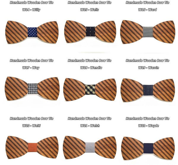 Classic Striped Butterfly Wooden Cravats Bowties Neckwear for Men - SolaceConnect.com