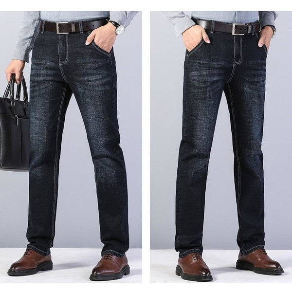 Classic Style Men's Slim Straight Stretch Business Denim Jeans Pants  -  GeraldBlack.com