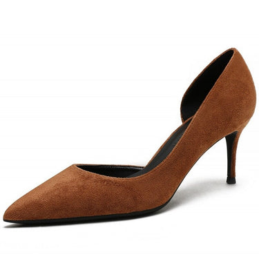 Classic Style Women's 6cm Thin Heeled Pointed Toe Suede Leather Slip On Pumps  -  GeraldBlack.com