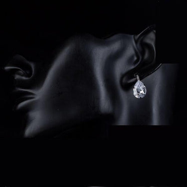 Classic Style Women's Pear Cut Clear Cubic Zirconia Water Drop Earrings  -  GeraldBlack.com