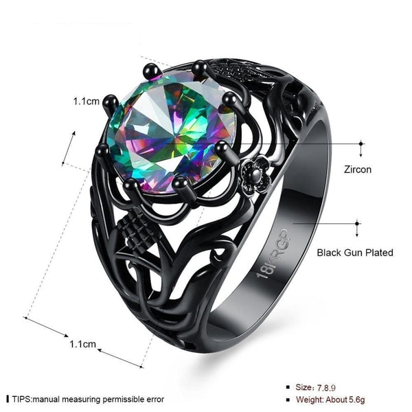 Classic Women's Black Crystal Hollow Anniversary Party Ring - SolaceConnect.com