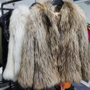 Women's Fur coat Classic style winter natural raccoon fur woven jacket ladies knitted real fur - SolaceConnect.com