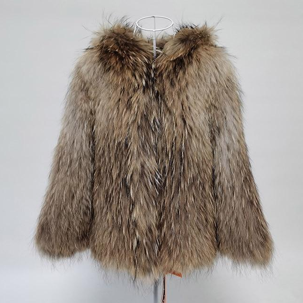 Classic Women's Knitted Woven Natural Raccoon Fur Winter Coats & Jackets  -  GeraldBlack.com