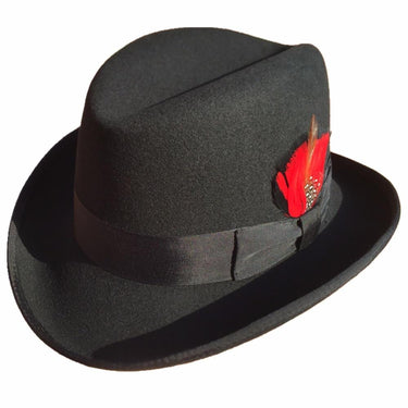 Classic Wool Homburg Godfather Fedora Unisex Bowler Hat Black Blue Red  -  GeraldBlack.com