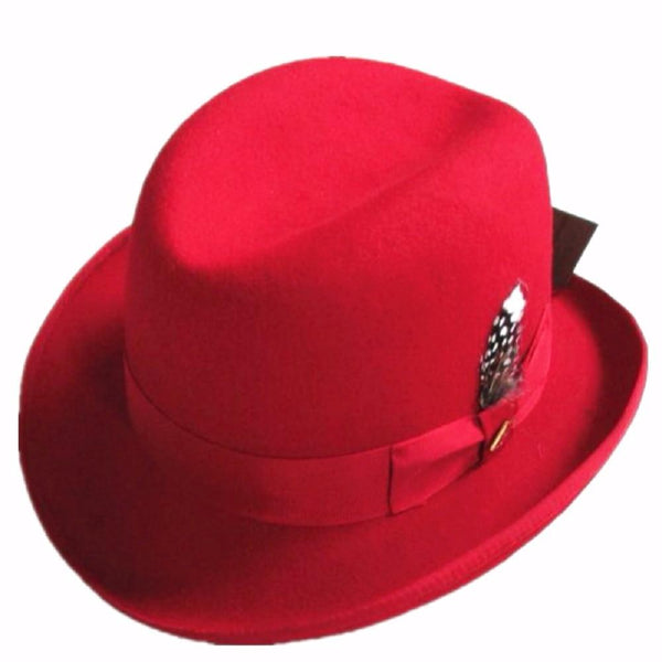 Classic Wool Homburg Godfather Fedora Unisex Bowler Hat Black Blue Red  -  GeraldBlack.com