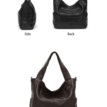 Coffee Black Tote Women's Bag Genuine Leather Messenger Crossbody Purse - SolaceConnect.com