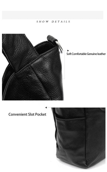 Coffee Black Tote Women's Bag Genuine Leather Messenger Crossbody Purse - SolaceConnect.com