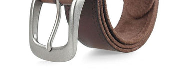 Solid Cow Skin Leather Coffee Belts Alloy Clasp Buckle Metal Classic Retro Styles Jeans Belt for Men - SolaceConnect.com