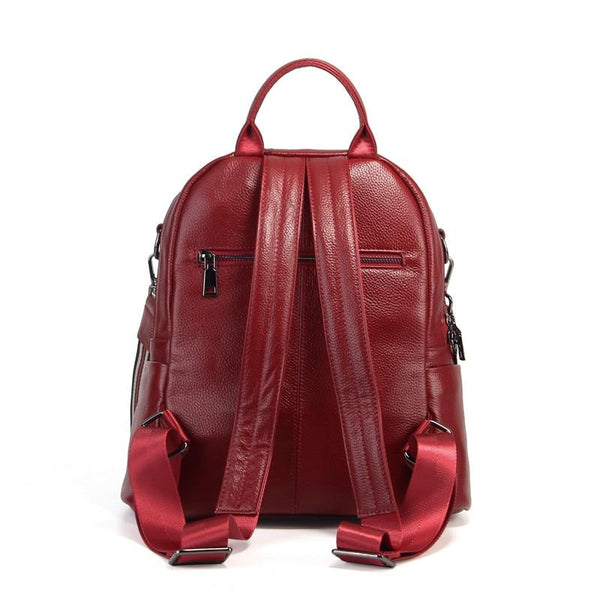 Highend Coffee Red Grey Black Genuine Leather Women's Backpack Female Girl Backpacks Lady Travel Bag - SolaceConnect.com