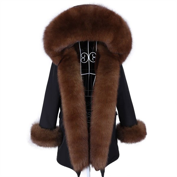 Color 14 Winter Woman Parkas Super Big Removable Real Fox Fur Collar Coats Long Hooded Jacket Overcoat Clothes  -  GeraldBlack.com