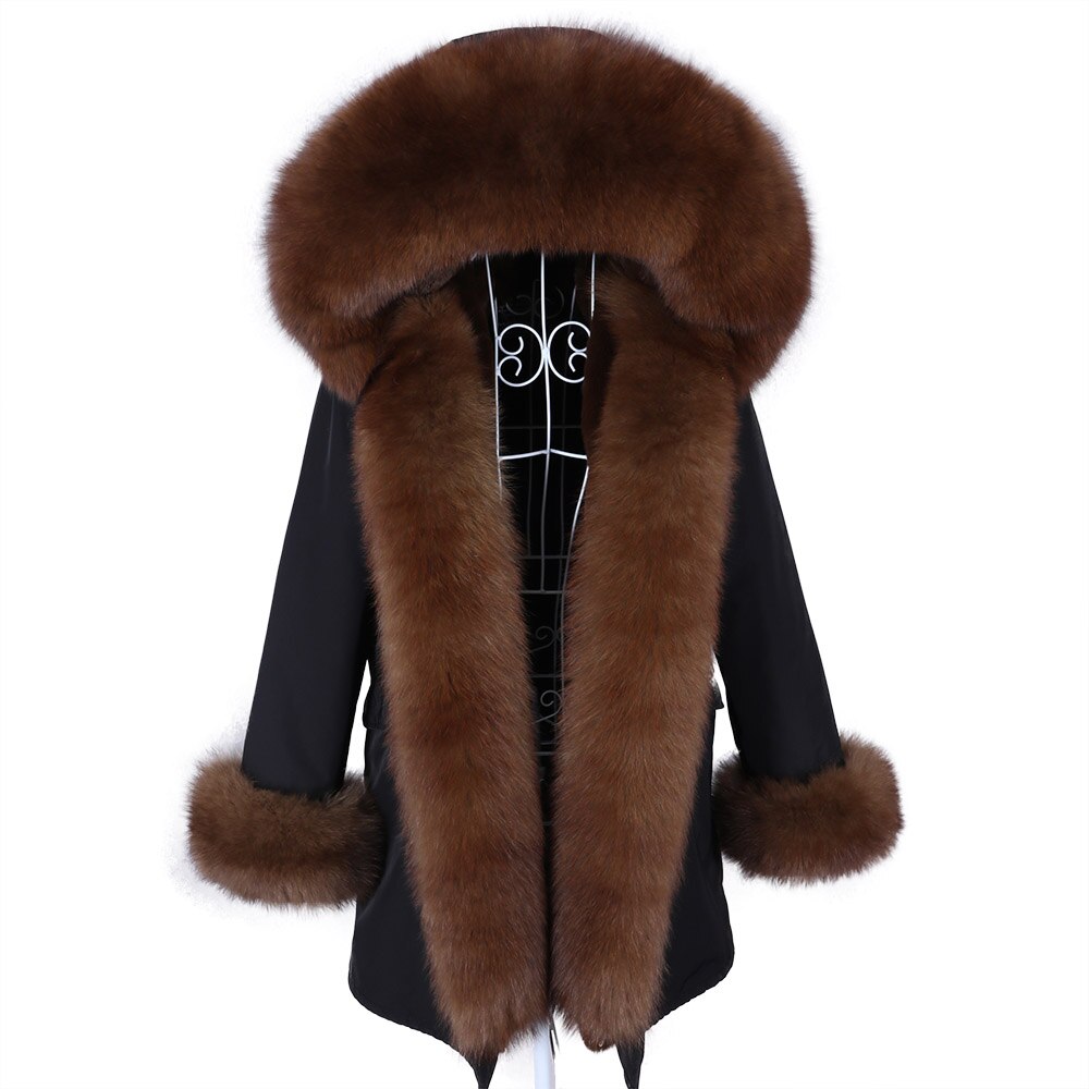 Color 14 Winter Woman Parkas Super Big Removable Real Fox Fur Collar Coats Long Hooded Jacket Overcoat Clothes  -  GeraldBlack.com
